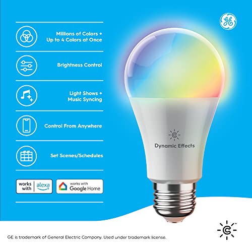 GE CYNC Dynamic Effects Smart LED Light Bulb, Color Changing, Bluetooth and Wi-Fi, Works with Alexa and Google Home, BR30 Indoor Floodlight Bulb