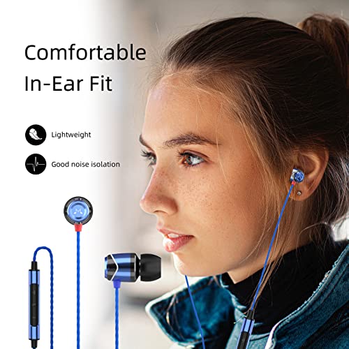 SoundMAGIC E10C Wired Earbuds with Microphone HiFi Stereo Earphones Noise Isolating in Ear Headphones Powerful Bass Tangle Free Cord Blue