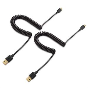 cable matters 2-pack coiled usb cable (coiled micro usb to usb 2.0) 2-4 feet
