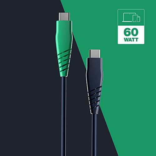 Skullcandy Line USB-C Charger Cable / Charge your Android, Laptop and more / USB-C to USB-C Cable / USB-C Charger Fast Charging - 4ft Dark Blue/Green