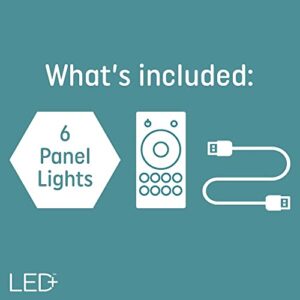 GE LED+ Color Changing LED Hexagon Tile Panels with Remote, No App or Wi-Fi Required, Linking Compatible (6 Pack)