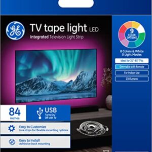 GE LED TV Tape Light, Color Changing Strip Light with Remote, 84 Inches