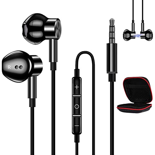 COOYA Wired Earbuds for Galaxy A12 Google Pixel 5a 4a 3a Magnetic in-Ear 3.5mm Headphones with Microphone Noise Isolation Audio Wired Earphones for Samsung A11 A13 A71 A51 A52 S10 iPad iPhone 6 6s 5s