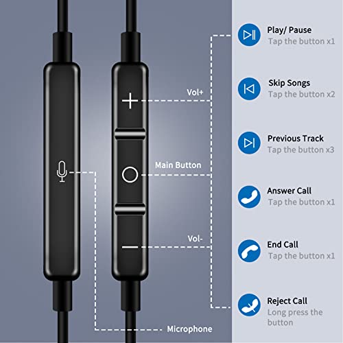 COOYA Wired Earbuds for Galaxy A12 Google Pixel 5a 4a 3a Magnetic in-Ear 3.5mm Headphones with Microphone Noise Isolation Audio Wired Earphones for Samsung A11 A13 A71 A51 A52 S10 iPad iPhone 6 6s 5s