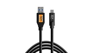 tether tools tetherpro usb 3.0 usb-c cable | for fast transfer and connection between camera and computer | non-reflective black | 15 feet (4.6 m)
