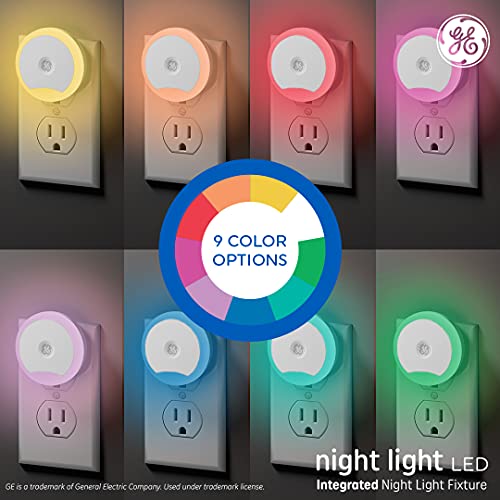 GE LED Ring Night Light, Color Changing Plug-in Night Light Fixture (4 Pack)