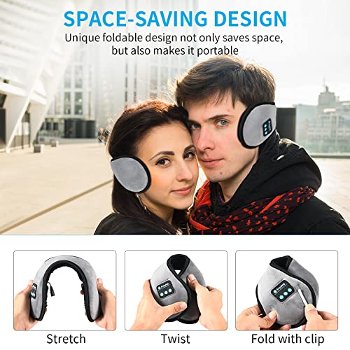 ERNSITNG Wireless Earmuffs, Headphones Warmer Ear Muffs,Wireless Headphones Earmuffs Built-in HD Speakers And Microphone Foldable Suitable For Men, Women Outdoor Sports And Travel