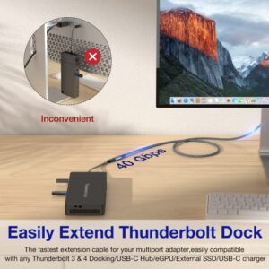 USB4 Extension Cable 2.62Ft, Thunderbolt 3 & 4 Extension Cable, USB C 4.0 Support PD 100W 20V5A, 40Gbps Transfer, 8K@60Hz, 6K/4K@60Hz Video for Dell/HP/Anker Dock, MacBook, iMac, Dell XPS, Intel NUC