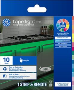 ge led tape light, indoor plug-in strip light, color changing, 10-feet