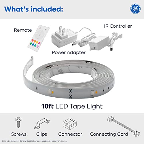 GE LED Tape Light, Indoor Plug-In Strip Light, Color Changing, 10-Feet