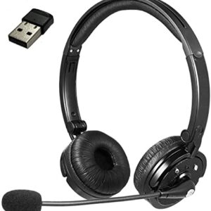 BUNDLE 1 Bluetooth Stereo Headset wireless Headphones with Mic WITH 1 BLUETOOTH TRANSMITTER DONGLE. Great for Home Office & Business, PC, Call Centers, Skype Calls, Foldable On Ear Design