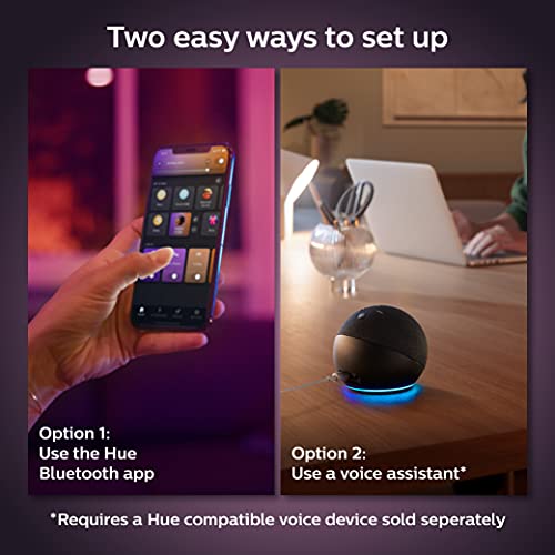 Philips Hue White and Color Ambiance A19 E26 Base Lumen LED Smart Bulb, Bluetooth & Zigbee Compatible (Hue Hub Optional), Works with Alexa & Google Assistant, 3 Bulbs