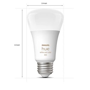 Philips Hue White and Color Ambiance A19 E26 Base Lumen LED Smart Bulb, Bluetooth & Zigbee Compatible (Hue Hub Optional), Works with Alexa & Google Assistant, 3 Bulbs