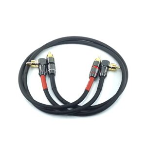 wjstn-055 90 degree right angle rca subwoofer cable audio cable rca male to male audio video cord for subwoofer, hdtv, amplifiers,home theater,hi-fi systems,subwoofe 2 pack (2ft)