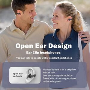 Wireless Ear Clip Bone Conduction Headphones Bluetooth Wireless Clip On Open Ear Headphones Earbuds Earclip Bone Conduction Earbuds Head Set Waterproof Bone Conducting Ear Buds Induction Headphones