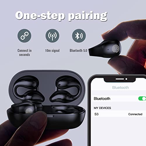 Wireless Ear Clip Bone Conduction Headphones Bluetooth Wireless Clip On Open Ear Headphones Earbuds Earclip Bone Conduction Earbuds Head Set Waterproof Bone Conducting Ear Buds Induction Headphones