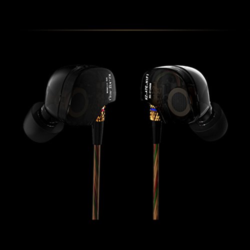 KZ FBA_4330330199 Beteran ATE -ATE Dynamic Balanced Armature IEMS In Ear HIFI Monitors DJ Studio Stereo Music Earphones Headphone Earbuds For Mobile Phone iPhone Samsung MP3 MP4 Music Player no Mic (Balck)