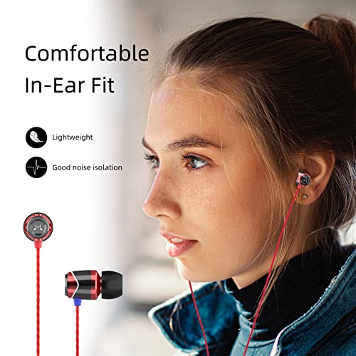 SoundMAGIC E10 Wired Earphones No Microphone HiFi Stereo Earbuds Noise Isolating in Ear Headphones Powerful Bass Tangle Free Cord Black Red