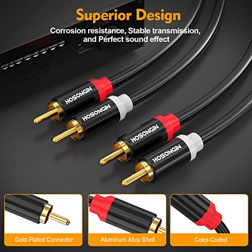 HOSONGIN RCA Extension Cable Male to Female 3.3ft, 2 RCA Male to 2 RCA Female Stereo Audio Cable - PVC Jacket Gold-Plated Plug Double Shielding Cable - 3.3 feet