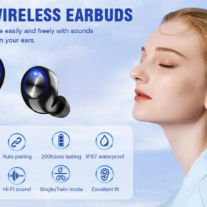 Mix Hero Bluetooth Headphones,IP5 Auto Pairing 200H Stereo Sound True Wireless Earbuds in Ear Bluetooth Earphones Binaural Call Headset with Built in Mic and Charging Case for Sports Running