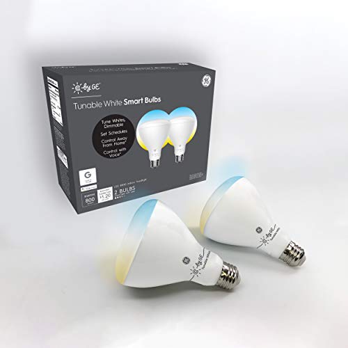 GE Lighting CYNC Smart Flood Light Bulbs, Bluetooth Enabled, Tunable White, Alexa and Google Assistant Compatible, Cool and Warm White (2 Pack), Packaging May Vary