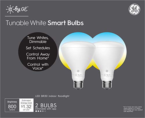 GE Lighting CYNC Smart Flood Light Bulbs, Bluetooth Enabled, Tunable White, Alexa and Google Assistant Compatible, Cool and Warm White (2 Pack), Packaging May Vary