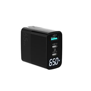 BoxWave Charger Compatible with Bose Sport Earbuds (Charger by BoxWave) - PowerDisplay PD Wall Charger (65W), GaN 65W Powerful Charger Folding Plug Display for Bose Sport Earbuds - Jet Black