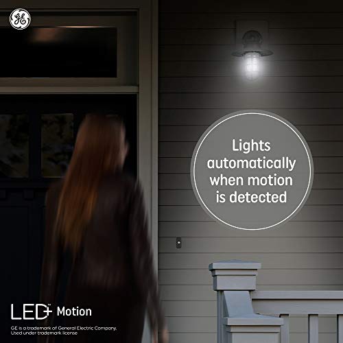 GE LED+ Motion Sensor LED Light Bulbs, Security Light, Warm White, A21 Standard Bulbs (2 Pack)