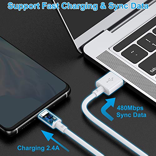 CLZWiiN Short Micro USB Cable (6 Pack 1FT White), Android Phone Charger Cord, High Speed Charging and Sync Data Cables for Charging Station, Smartphone, Power Bank and More