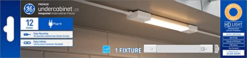 GE LED Undercabinet Light Fixture, Linkable Integrated Plug-In Light Fixture, Warm White, 12 Inches