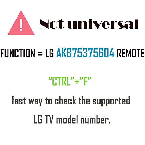 AKB75375604 Replacement TV Remote for LG TV 43UK6300PUE 32LK610BPUA 49UK6300PUE 55UK6300PUE 65UK6300PUE 75UK6570PUB 75SK8070PUA 55SK9000PUA 86UK6570PUB 43UK6250PUB with GP Alkaline 2 pcs Batteries