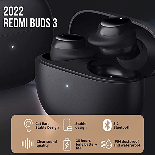 Xiaomi True Wireless Earbuds Redmi Buds 3 Lite, Bluetooth 5.2, in-Ear Headphones with Mic, IP54 Water-Resistance, Sweatproof, True Wireless Earbuds, Global Version - Black, Small