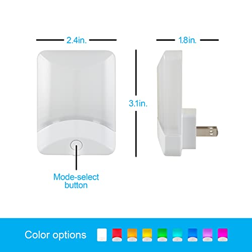 GE Color-Changing LED Night Light, 1 pack, Plug Into Wall, Dusk to Dawn Sensor, For bathroom, Childrens Room, Nursery, Safety Rated, White, 34693