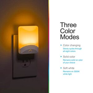 GE Color-Changing LED Night Light, 1 pack, Plug Into Wall, Dusk to Dawn Sensor, For bathroom, Childrens Room, Nursery, Safety Rated, White, 34693