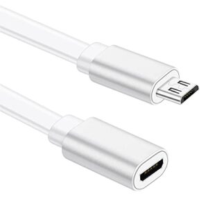 Sumind 4 Pack 10 ft/ 3 Meter Micro USB Extension Cable Male to Female Extender Cord Compatible with Wireless Security Camera Flat Power Cable, Cable Clips Included (White)