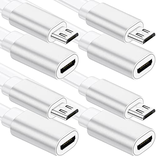 Sumind 4 Pack 10 ft/ 3 Meter Micro USB Extension Cable Male to Female Extender Cord Compatible with Wireless Security Camera Flat Power Cable, Cable Clips Included (White)