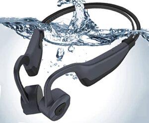 ikxo swimming bone conduction headphones waterproof mp3 player, open ear wireless earbuds 16g sport earphones with bluetooth for running diving water gym spa underwater