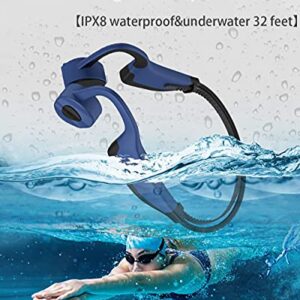 IKXO Swimming Bone Conduction Headphones Waterproof Mp3 Player, Open Ear Wireless Earbuds 16G Sport Earphones with Bluetooth for Running Diving Water Gym Spa Underwater