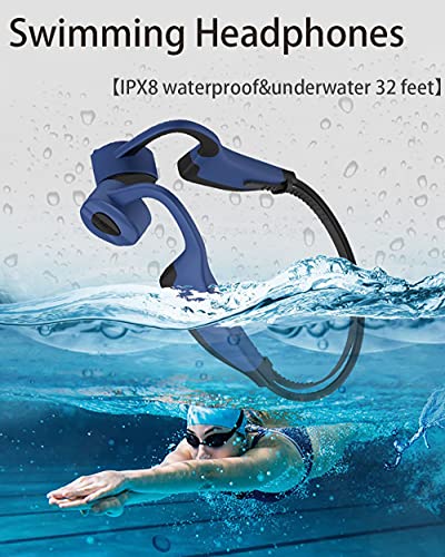 IKXO Swimming Bone Conduction Headphones Waterproof Mp3 Player, Open Ear Wireless Earbuds 16G Sport Earphones with Bluetooth for Running Diving Water Gym Spa Underwater