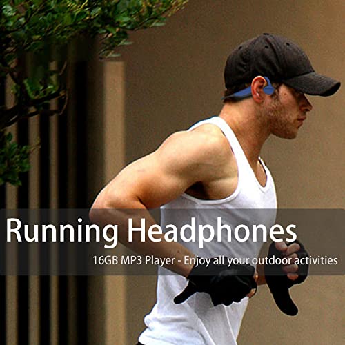 IKXO Swimming Bone Conduction Headphones Waterproof Mp3 Player, Open Ear Wireless Earbuds 16G Sport Earphones with Bluetooth for Running Diving Water Gym Spa Underwater