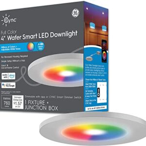 GE CYNC Smart LED Wafer Downlights, Color Changing and White Tones Wafer Lights, No Recessed Housing Required, 4 Inches (3 Pack)