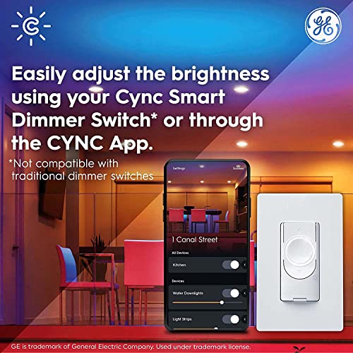 GE CYNC Smart LED Wafer Downlights, Color Changing and White Tones Wafer Lights, No Recessed Housing Required, 4 Inches (3 Pack)