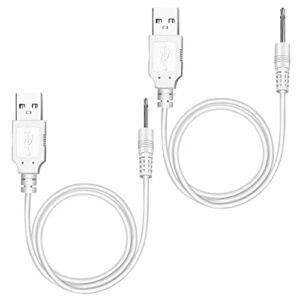 usb adapter cord 2.5mm replacement dc charging cable usb fast charging cable – (white 2 pack)