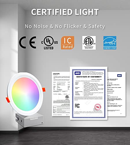 Smart LED Recessed Lighting 6 Inch, IC Rated & ETL Certified Recessed Ceiling Light, RGB & Cool & Warm White Dimmable Color Changing Downlight Work with Alexa/Google, Sync to Music, 1200Lumen,6 Pack