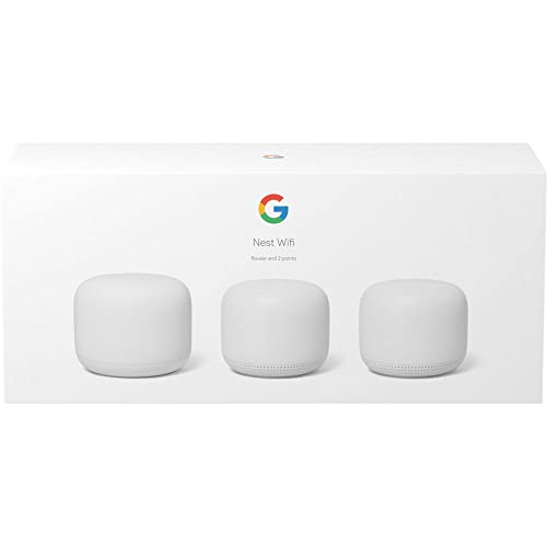 Google Nest WiFi - AC2200 (2nd Generation) Router and Add On Access Point Mesh Wi-Fi System (3-Pack, Snow)