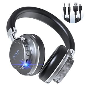 wireless headphones with built-in mic for call, bluetooth over ear headphone with 35h playtime, foldable, rechargeable, active noise cancelling, hi-fi stereo wired headset for phone pc computer laptop