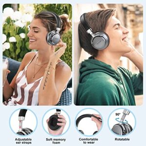 Wireless Headphones with Built-in Mic for Call, Bluetooth Over Ear Headphone with 35H Playtime, Foldable, Rechargeable, Active Noise Cancelling, HI-FI Stereo Wired Headset for Phone PC Computer Laptop