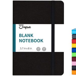 joyeux blank journal notebook, a5, 160 pages 100 gsm thick sketch books hardcover journal for writing, 5.7 inches x 8 inches notebooks for work (blank)