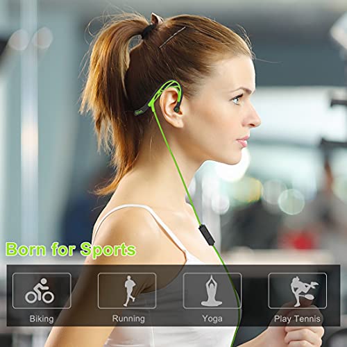 Mucro Behind The Neck Headphones Wired Running Earphones Sports Earbuds, Foldable Night Neckband Headphones for Gym Exercise Workout - with Carry Case, 3.5mm Plug