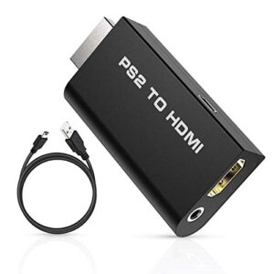 rybozen ps2 to hdmi converter adapter, ps2 to hdmi video converter with 3.5mm audio output cable for hdtv hdmi monitor av to hdmi signal transfer adapter, supports all playstation 2 display modes